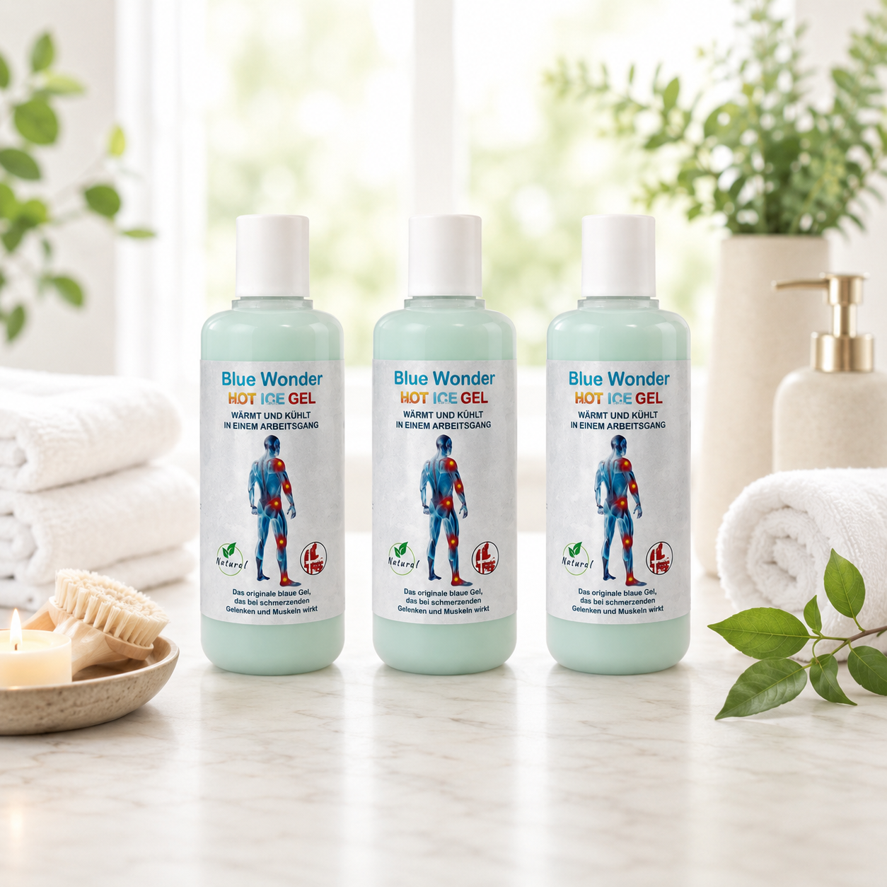 3x Blue Wonder Hot Ice Gel® Dispenser 250ml